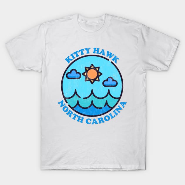 Kitty Hawk, NC Summertime Vacationing Ocean Skyline T-Shirt by Contentarama